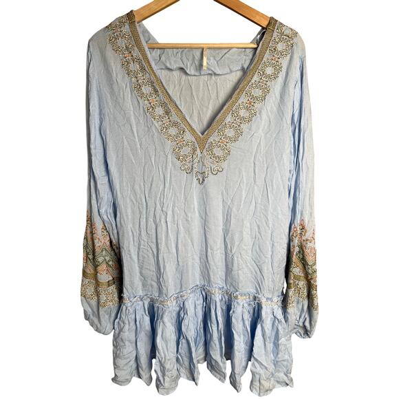 Free People XS Wild One Embroidered Long Sleeve Dress - Picture 1 of 6